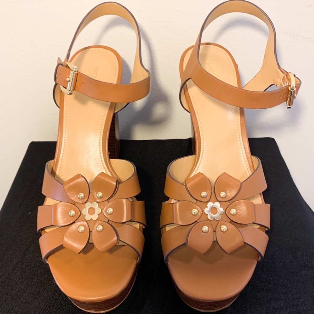 Michael Kors Tara Floral Leather Platform Sandal
